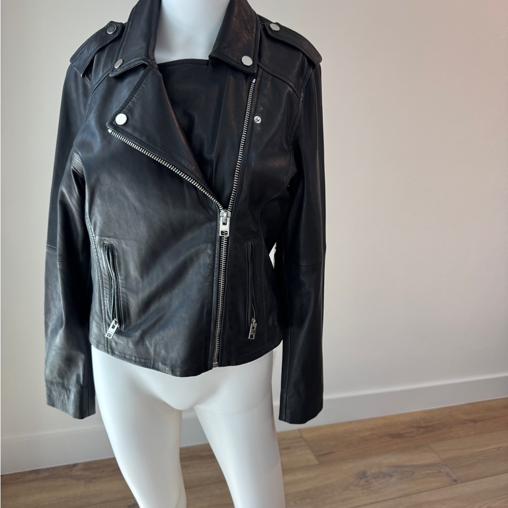 Lucky Brand Black Leather Motorcycle Jacket